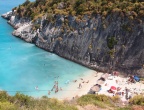 Plaża Xigia - naturalne spa siarkowe na Zakynthos - widok z tawerny przy drodze do Agios Nikolaos