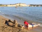 Plaża Gerakas, Zakynthos - miękki piasek idealny do budowy zamków, przy opuszczaniu plaży zamki należało zburzyć, bo w nocy na plażę przychodzą żółwie ...